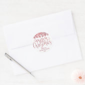 Red Folie Effect Typografie Vrolijk kerstfeest Ronde Sticker (Envelop)