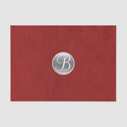 Red Folie Silver Holiday Chic Glam Monogram Initia Tissuepapier (Voorkant)