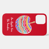 Red Folk Art Apple Teacher's Case-Mate iPhone Case (Achterkant (horizontaal))