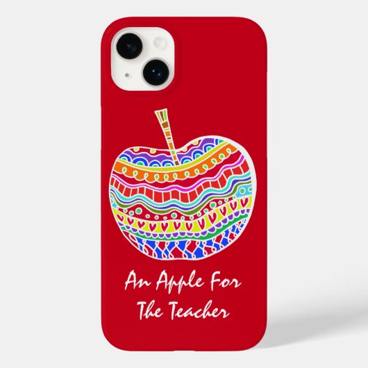 Red Folk Art Apple Teacher's Case-Mate iPhone Case (Achterkant)