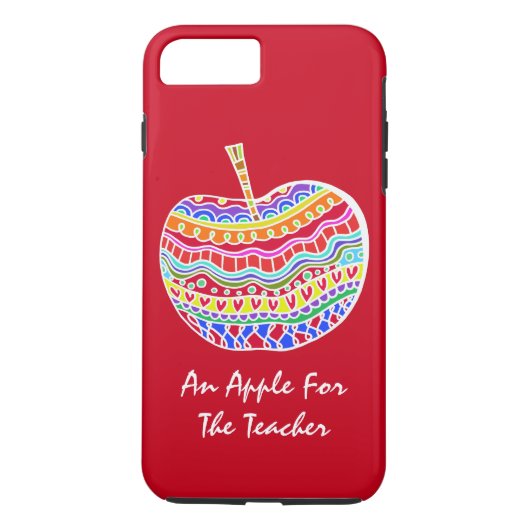 Red Folk Art Apple Teacher's iPhone 7 Plus hoesje (Achterkant)