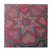 Red Folk Art HeartsTrivet/Tegel Tegeltje (Voorkant)