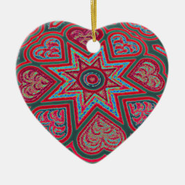 Red Folk Art hoort Ornament