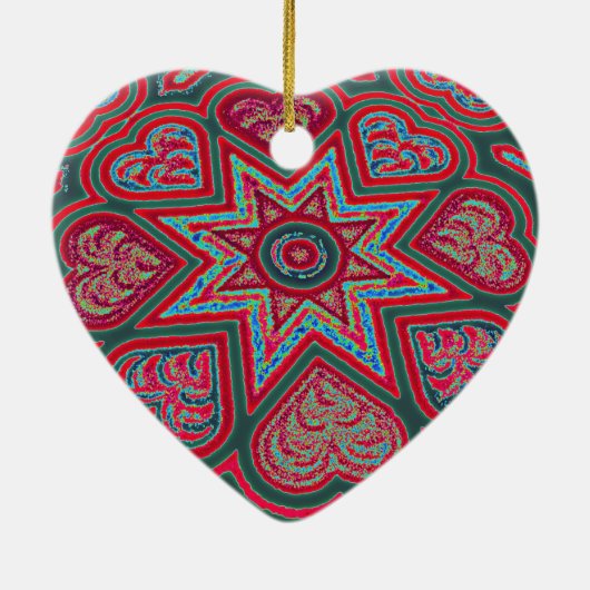 Red Folk Art hoort Ornament (Achterkant)
