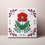 Red Folk Flower Azulejo Tegeltje<br><div class="desc">Decoreer de kantoor met dit Red Folk Flower-ontwerp. U kunt dit verder aanpassen door op de "PERSONALIZE"knoop te klikken. Verander de achtergrondkleur als u wilt. Voor meer vragen kunt u contact met ons opnemen op ThePaperieGarden@gmail.com.</div>