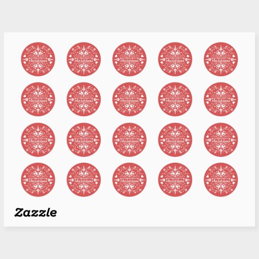 Red Folk kerstkheer Ronde Sticker (Vel)