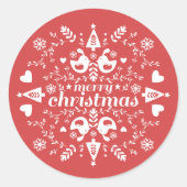 Red Folk kerstkheer Ronde Sticker (Voorkant)