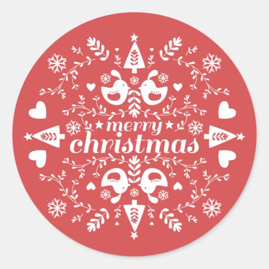 Red Folk kerstkheer Ronde Sticker (Voorkant)