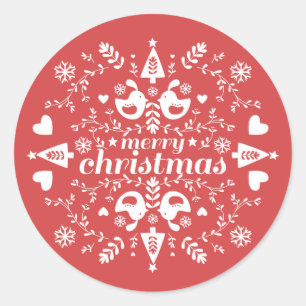 Red Folk kerstkheer Ronde Sticker