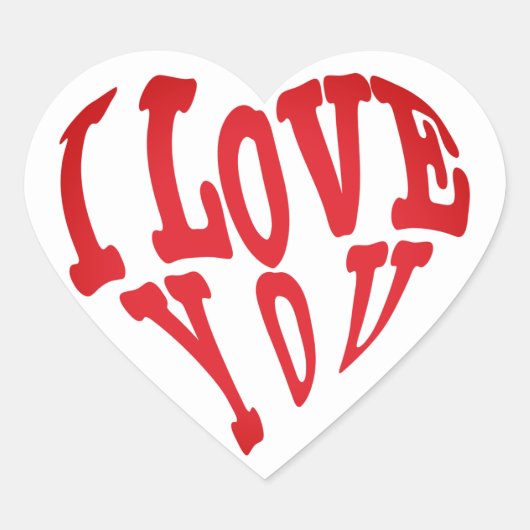 Red Font ik hou van je Hart Sticker (Voorkant)