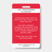 Red Food Allergy Alert Foto Badge (Achterkant)