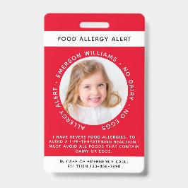 Red Food Allergy Alert Foto Badge