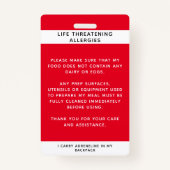 Red Food Allergy Alert Foto Badge (Achterkant)