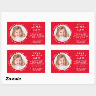 Red Food Allergy Alert Foto Rechthoekige Sticker