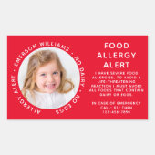 Red Food Allergy Alert Foto Rechthoekige Sticker (Voorkant)