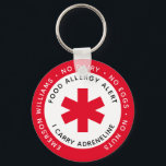 Red Food Allergy Alert Sleutelhanger<br><div class="desc">Blijf veilig wanneer je buiten eet met onze reeks waarschuwingsbadges,  etiketten en kaarten om je bewust te maken van je voedselallergieën.</div>