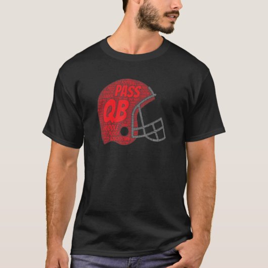 Red Football Helmet for QB Quarterback Player T-shirt (Voorkant)
