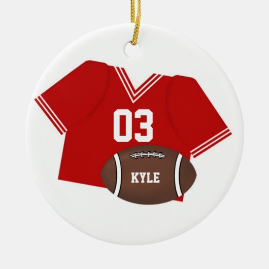 Red Football Jersey en Football Ornament (Voorkant)