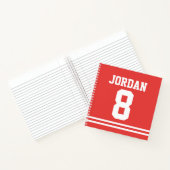 Red Football Jersey met aangepaste naam en nummer Notitieboek (Binnen)