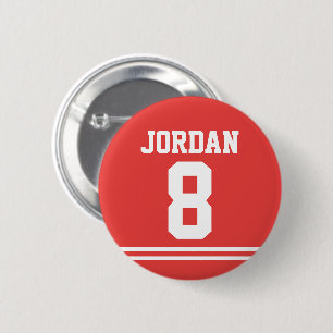 Red Football Jersey met aangepaste naam en nummer Ronde Button 5,7 Cm