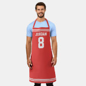 Red Football Jersey met aangepaste naam en nummer Schort (Gedragen)