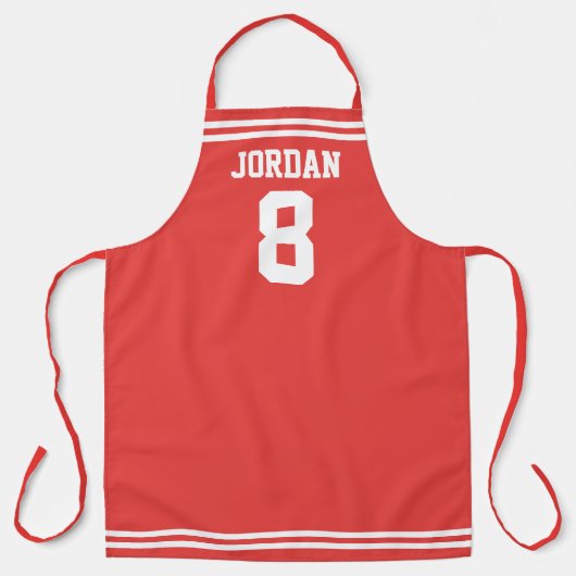 Red Football Jersey met aangepaste naam en nummer Schort (Voorkant)