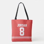 Red Football Jersey met aangepaste naam en nummer Tote Bag (Achterkant)