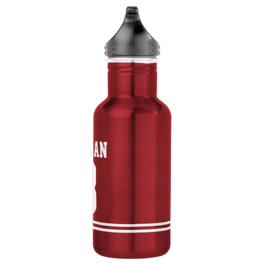 Red Football Jersey met aangepaste naam en nummer Waterfles (Rechts)
