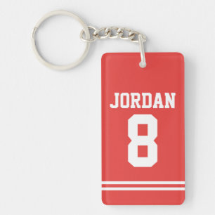 Red Football Jersey met nummer Sleutelhanger