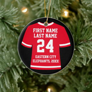 Red Football Soccer Hockey Sports Jersey Keramisch Ornament