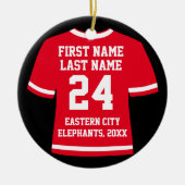 Red Football Soccer Hockey Sports Jersey Keramisch Ornament (Voorkant)