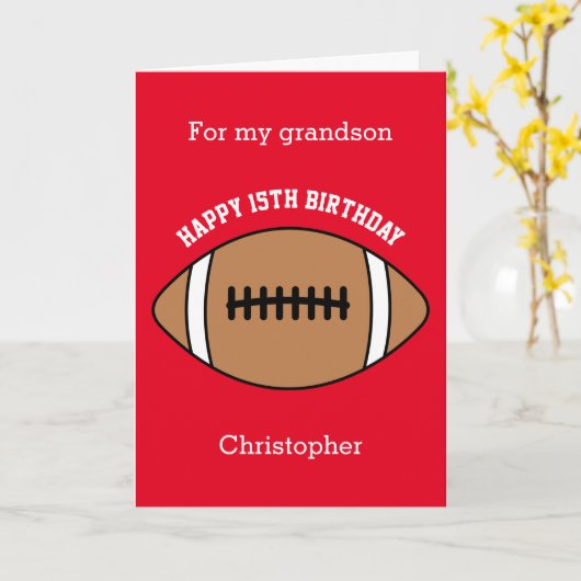 Red Football Sport 15e geboortedag Kaart (Gele Bloem)