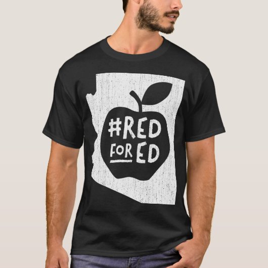 Red for Ed  Arizona Teacher Apple Chalk Rough  T-shirt (Voorkant)