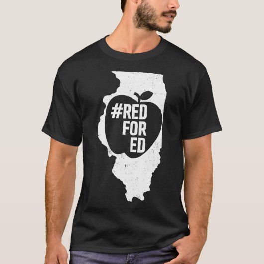 Red For Ed  Illinois State Apple Teacher RedforEd  T-shirt (Voorkant)