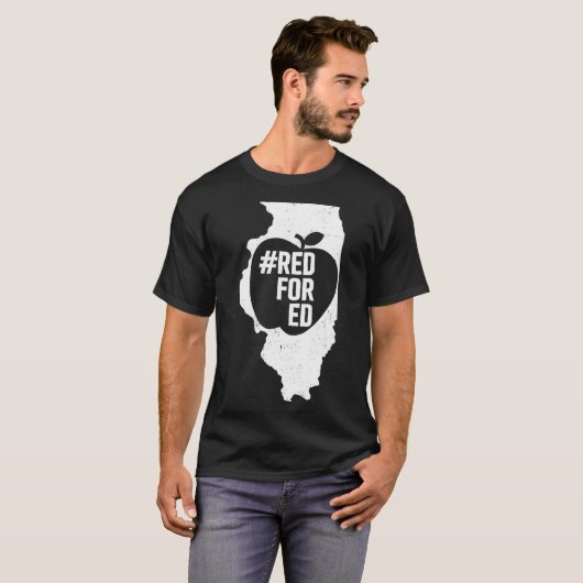 Red For Ed  Illinois State Apple Teacher RedforEd  T-shirt (Voorkant volledig)