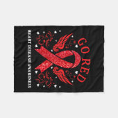 Red for Heart Disease Awareness in februari Fleece Deken (Voorkant (Horizontaal))