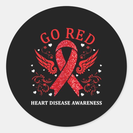 Red for Heart Disease Awareness in februari Ronde Sticker (Voorkant)