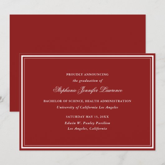 Red Formal Afstuderen Aankondiging (Voorkant / Achterkant)