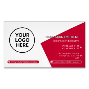 Red Formal QR Professional Corporate Modern Magnetisch Visitekaartje