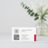 Red Formal QR Professional Modern Corporate Visitekaartje (Staand voorkant)