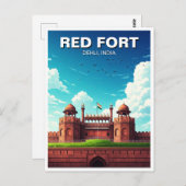 Red Fort Dehli India Reissouvenir Briefkaart (Voorkant / Achterkant)