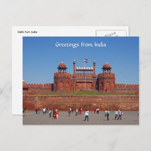 red fort delhi briefkaart (Voorkant / Achterkant)