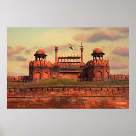 Red Fort in Delhi, India tijdens een prachtige zon Poster (Voorkant)