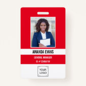 RED | Foto Medewerker Logo of QR CODE Beveiliging Badge (Voorkant)