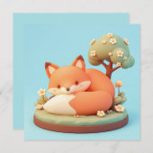 Red Fox 3D Clay Style Floral Tree Postcard (Voorkant / Achterkant)