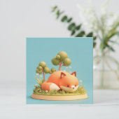 Red Fox 3D Clay Style Forest Meadow Postcard (Staand voorkant)