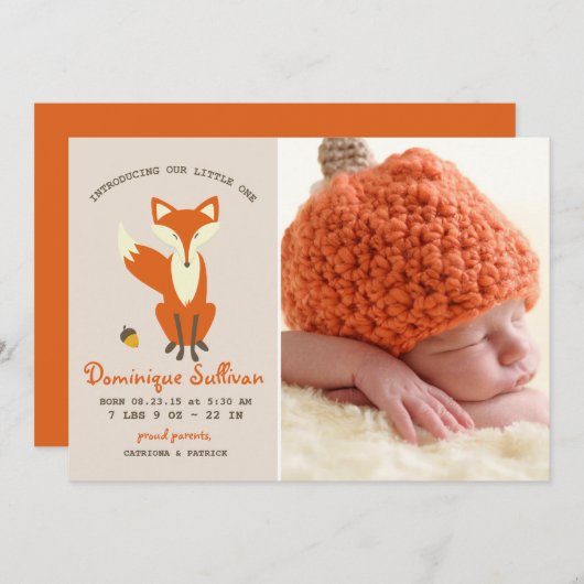 Red Fox | Aankondiging van de geboorte van Woodlan (Voorkant / Achterkant)