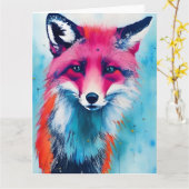 Red Fox alle Occassions gevouwen Wenskaart Kaart (Gele Bloem)