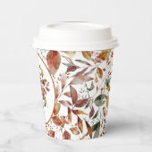 Red Fox Autumn Fall Leaves Patroon Papieren Bekers (Links)