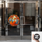 Red Fox Autumn Sunset Faux-Glas in lood Raamsticker (Kantoordeur)